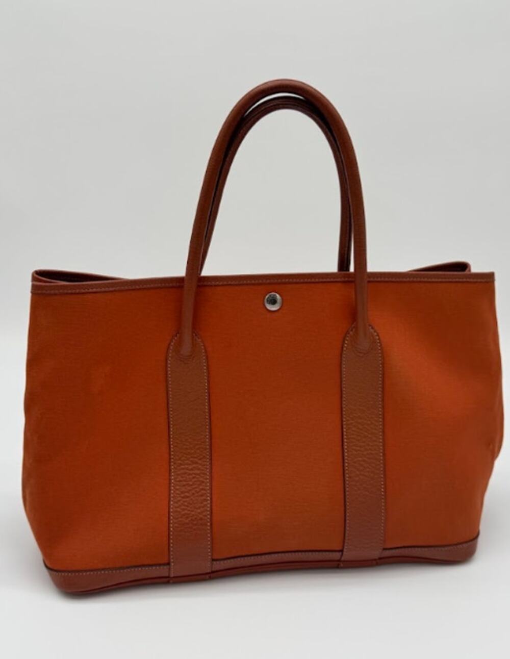 Hermès Garden Party 36 PM Orange Canvas Brown Negonda Leather Tote